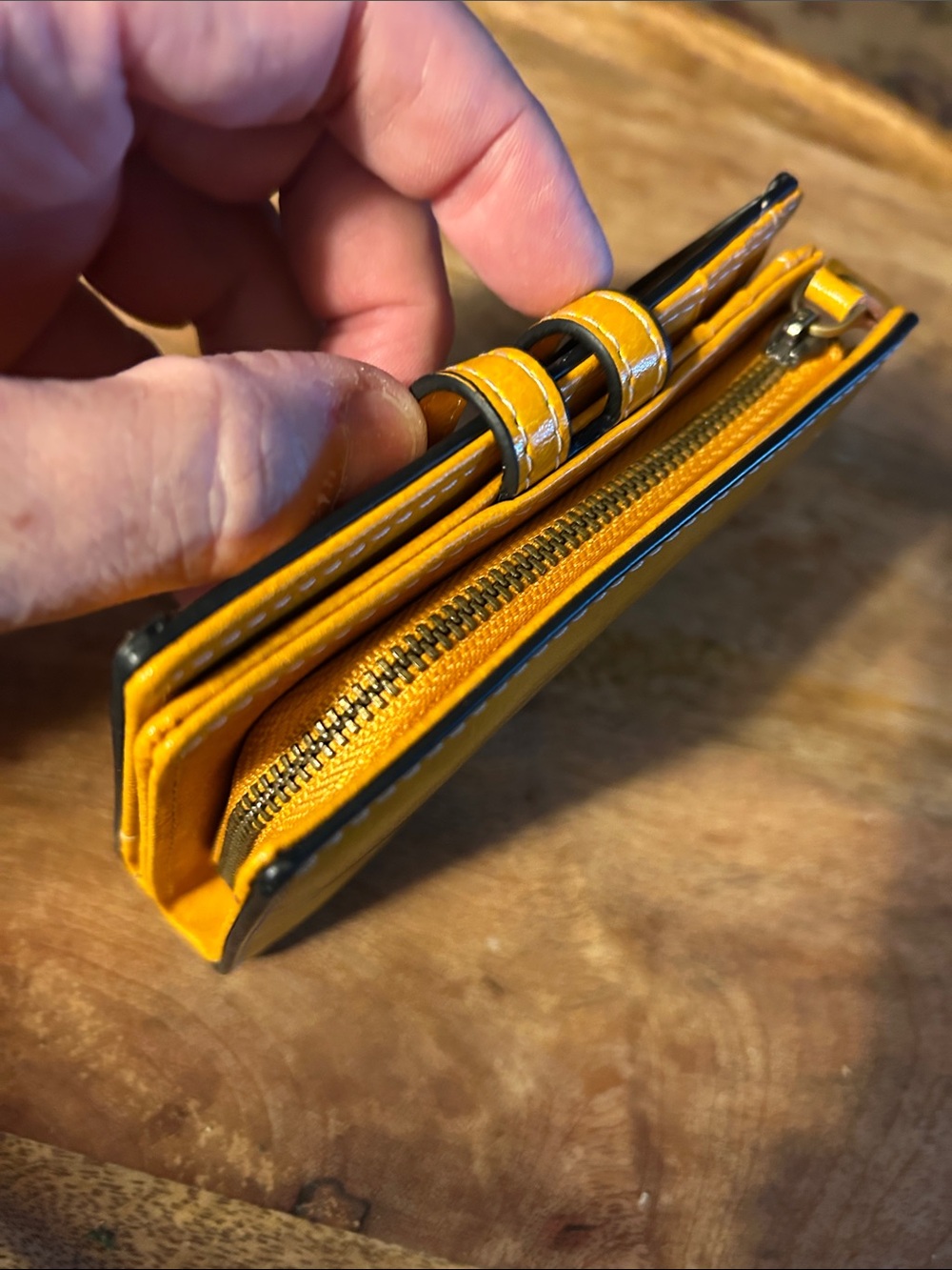 Anne Klein Yellow Leather Snap Card Holder - Picture 2 of 10